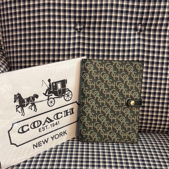 Coach | Office | Coach Green Monogram Print Notebook | Poshmark